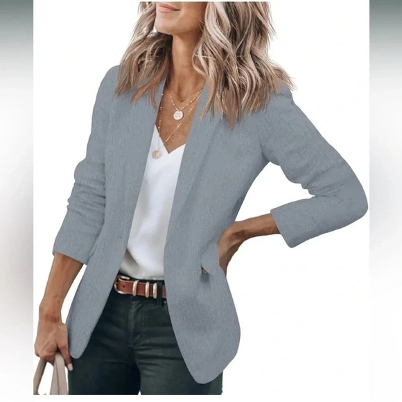 Womens Casual Blazers Open Front Long Sleeve Work Office Blazer - Picture 1 of 2